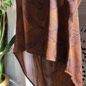 Burnt orange leaf print blouse